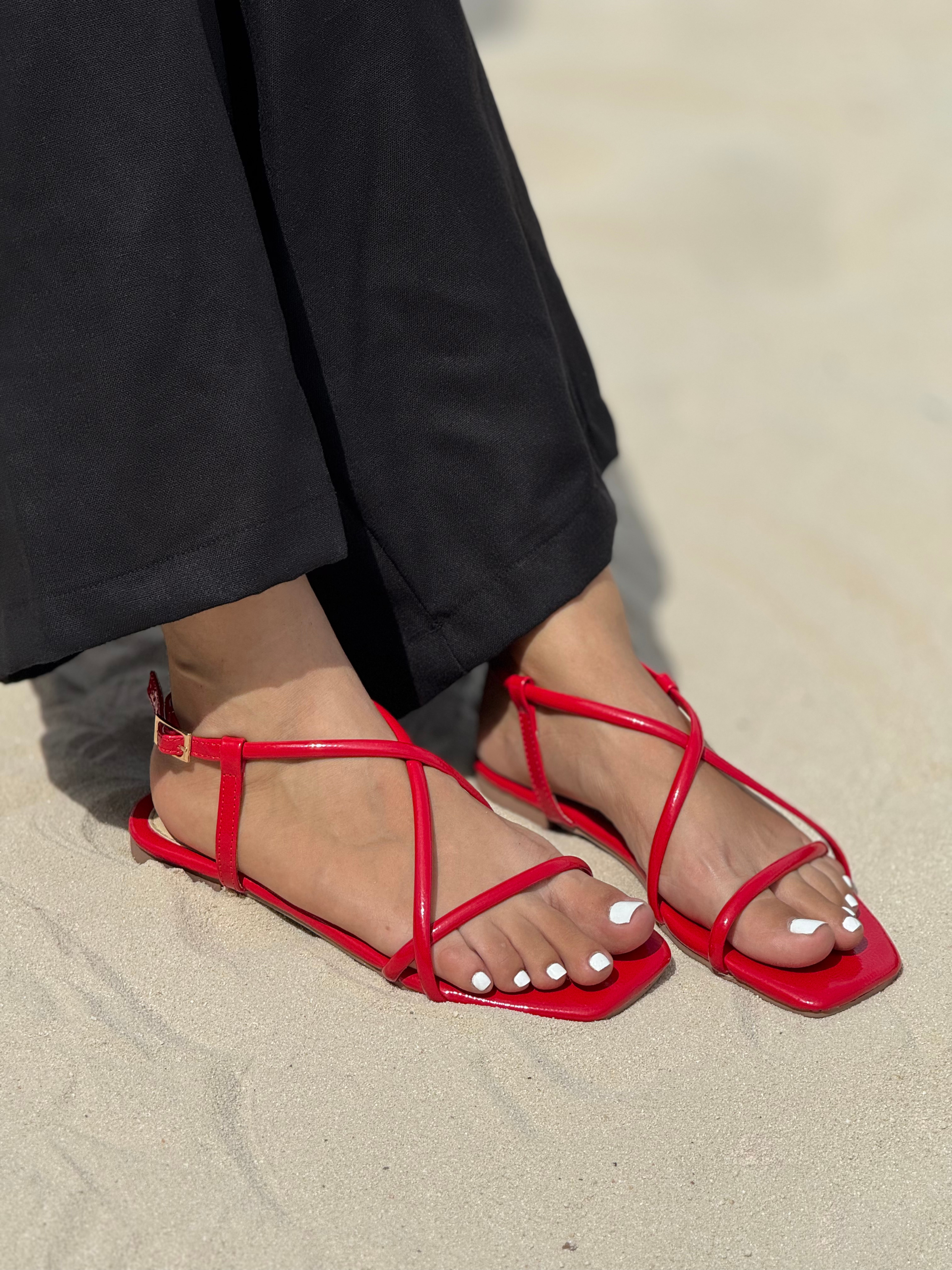 Sandalias planas de tiras cruzadas P1519 para mujer | Maraldo