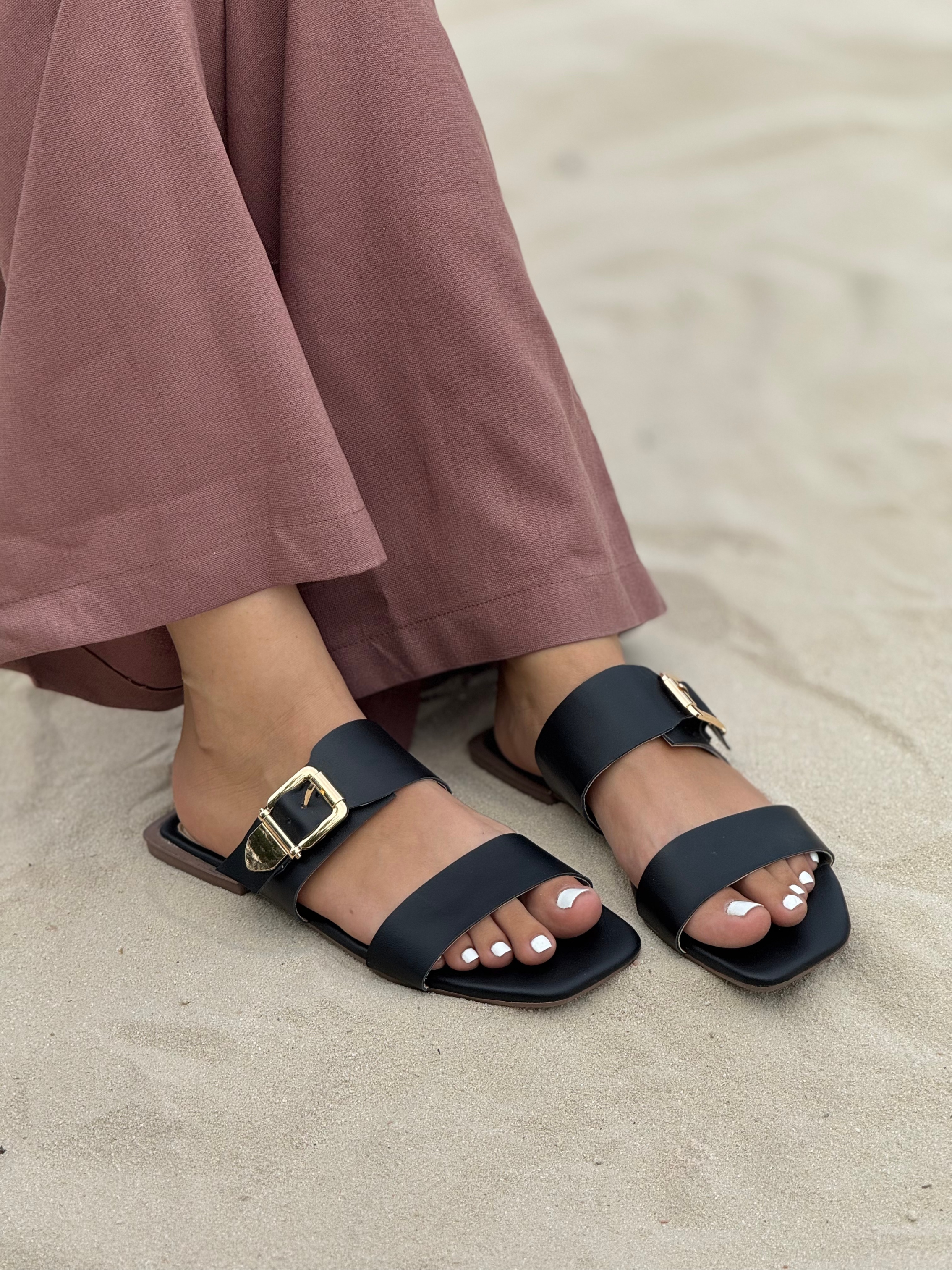 Sandalias planas con hebilla P1520 para mujer | Maraldo