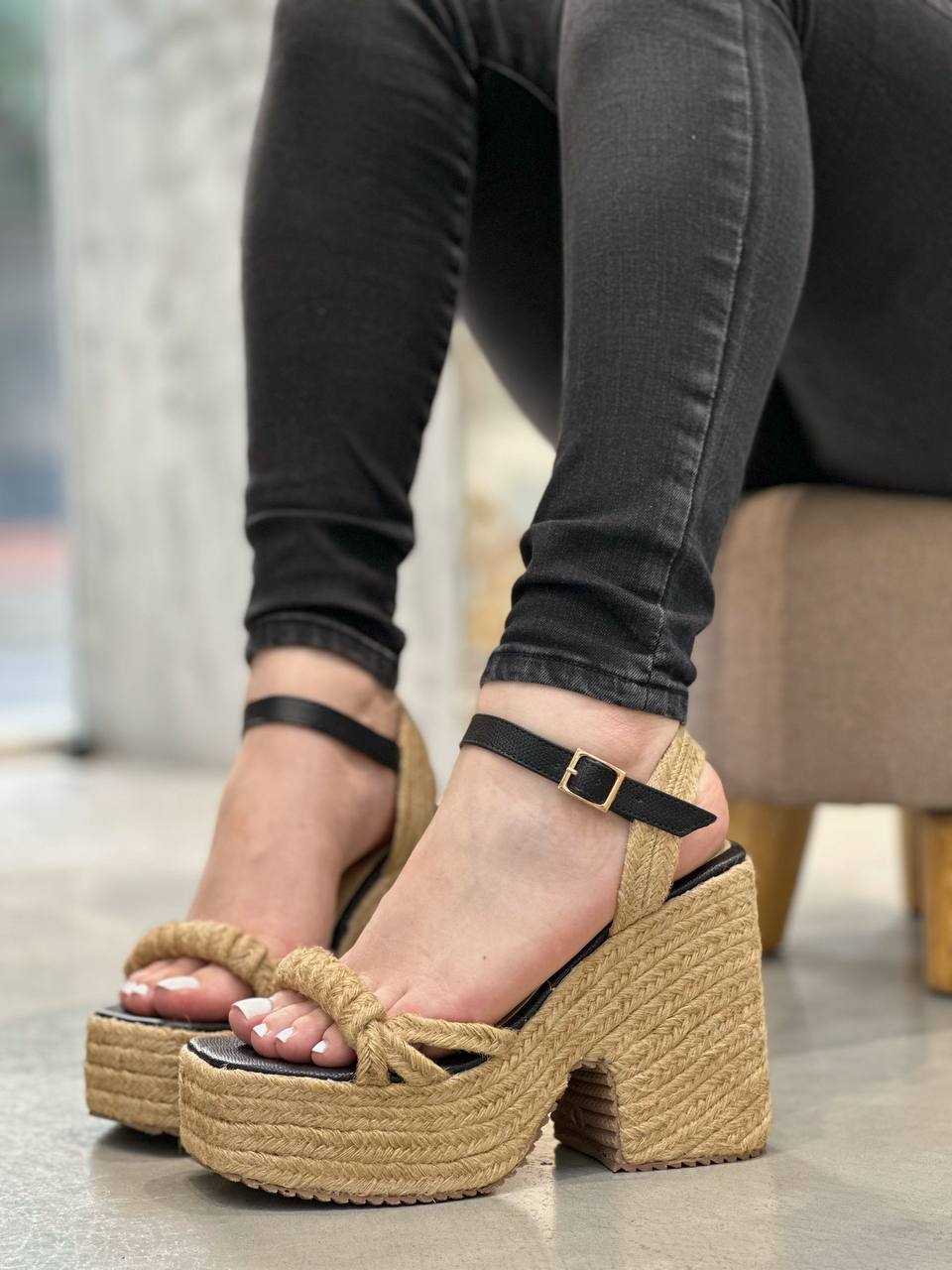 Plataformas en Yute de 12cm PLTF814 para mujer | Maraldo