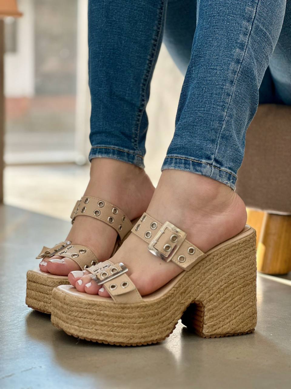 Plataformas en Yute estilo retro de 12cm PLTF816 para mujer | Maraldo