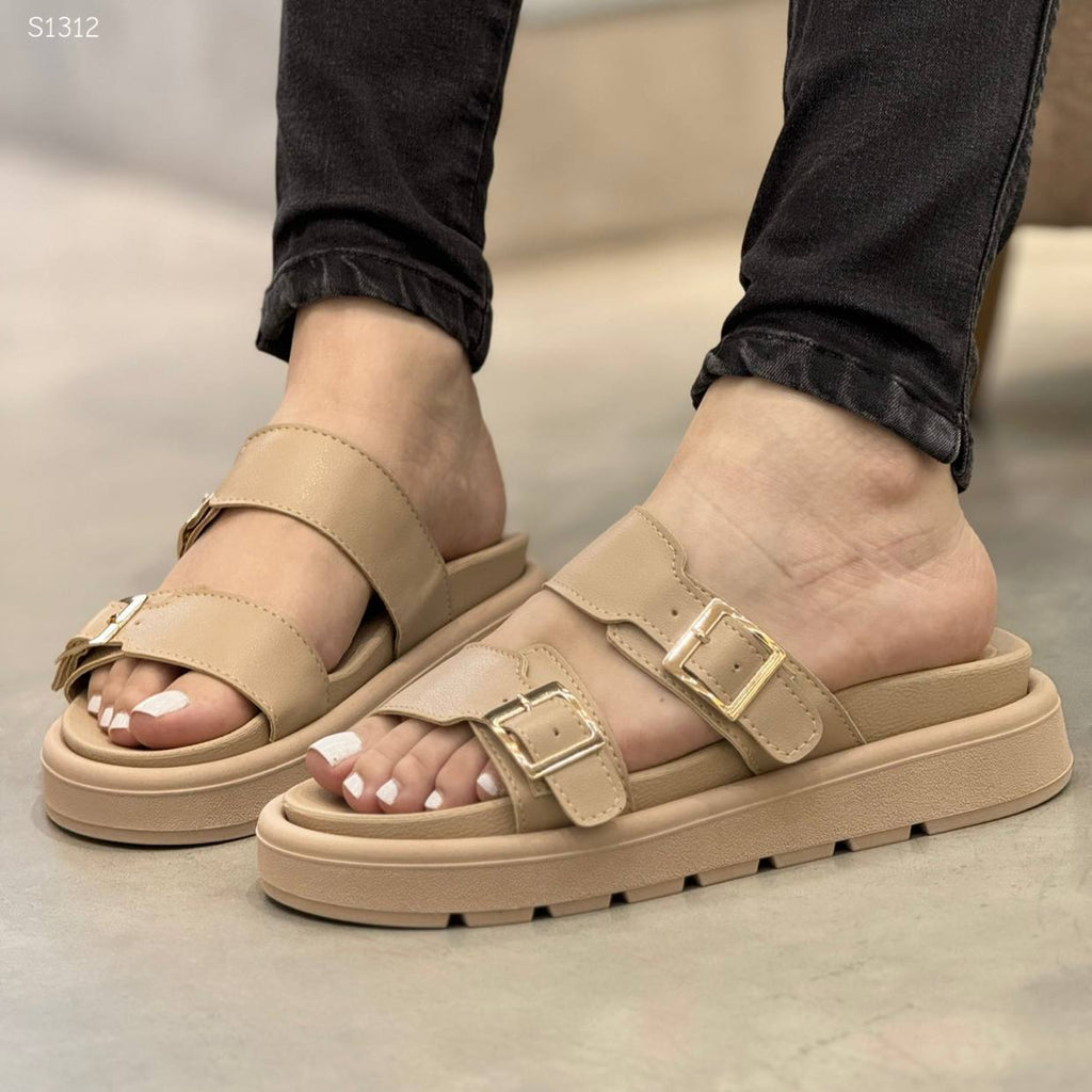 Sandalias negras con suela chunky S1312