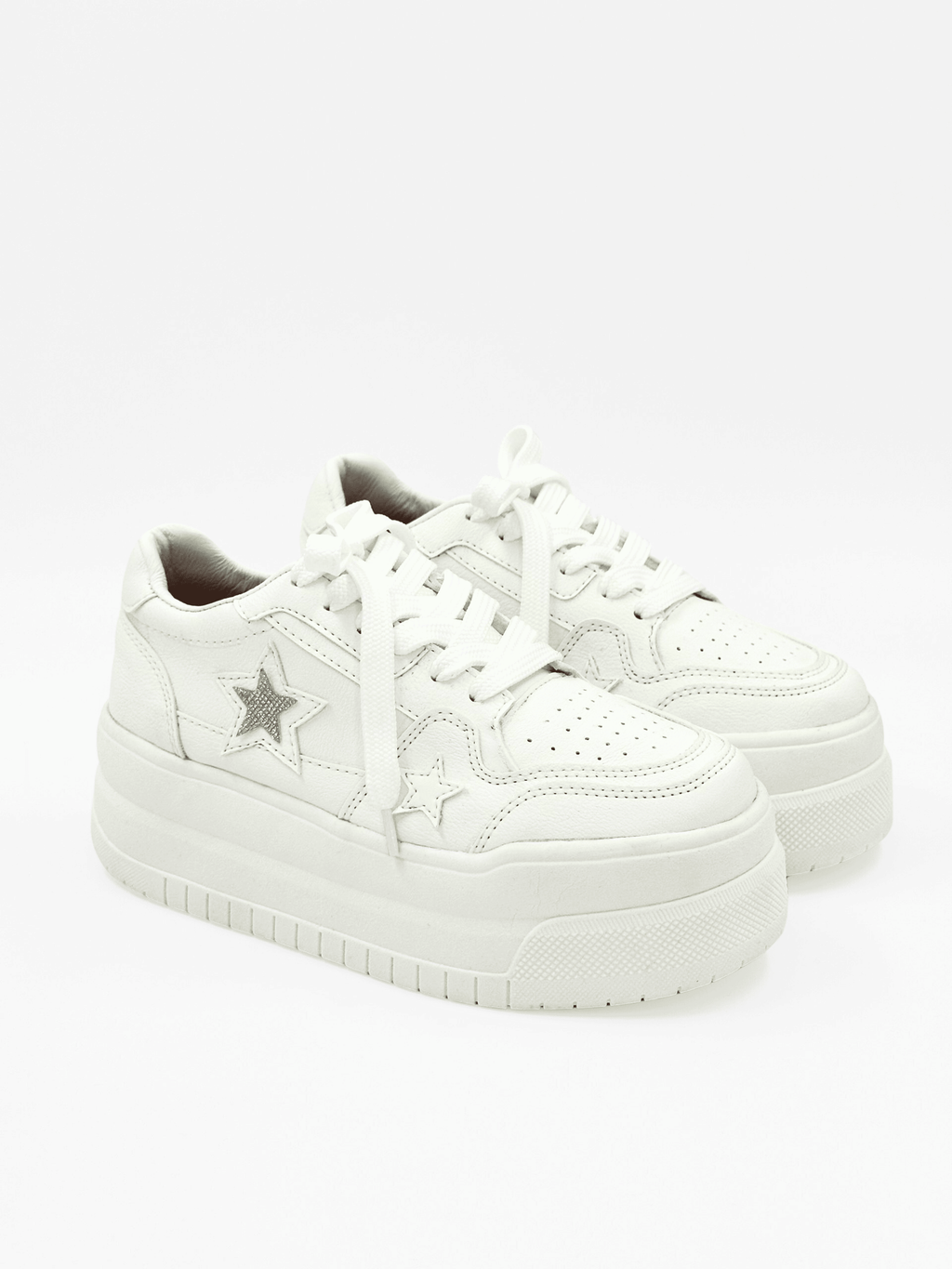 Tenis blanco suela alta con estrella - D892