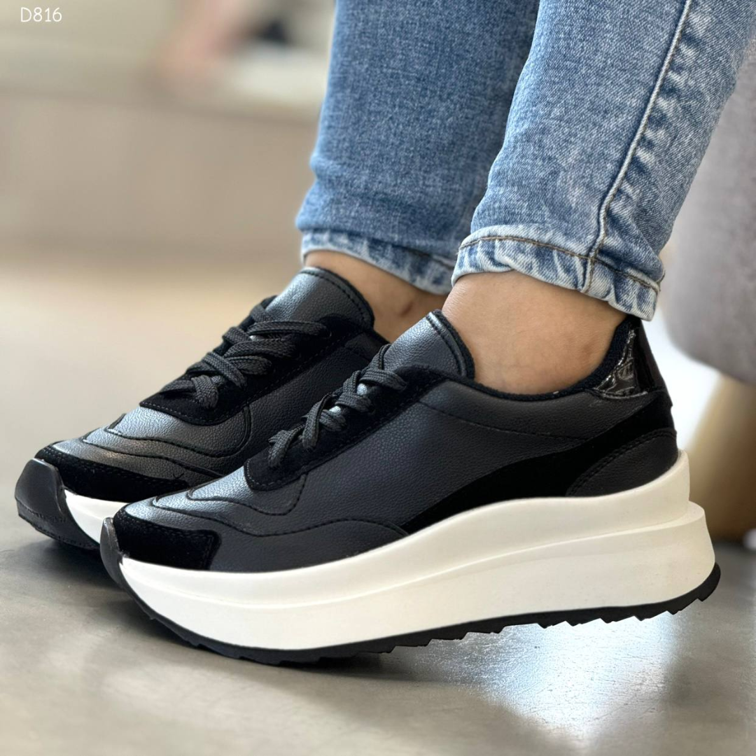 TTenis negros de plataforma para mujer – D816