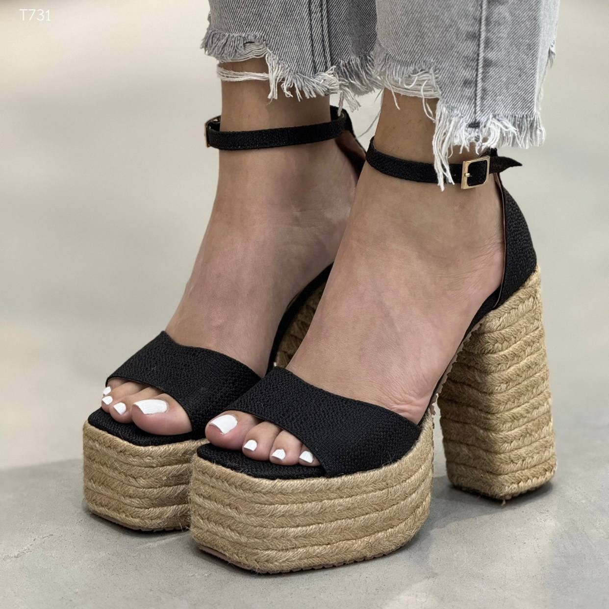 Tacones 15cm Ref. T731 Negro x Yute