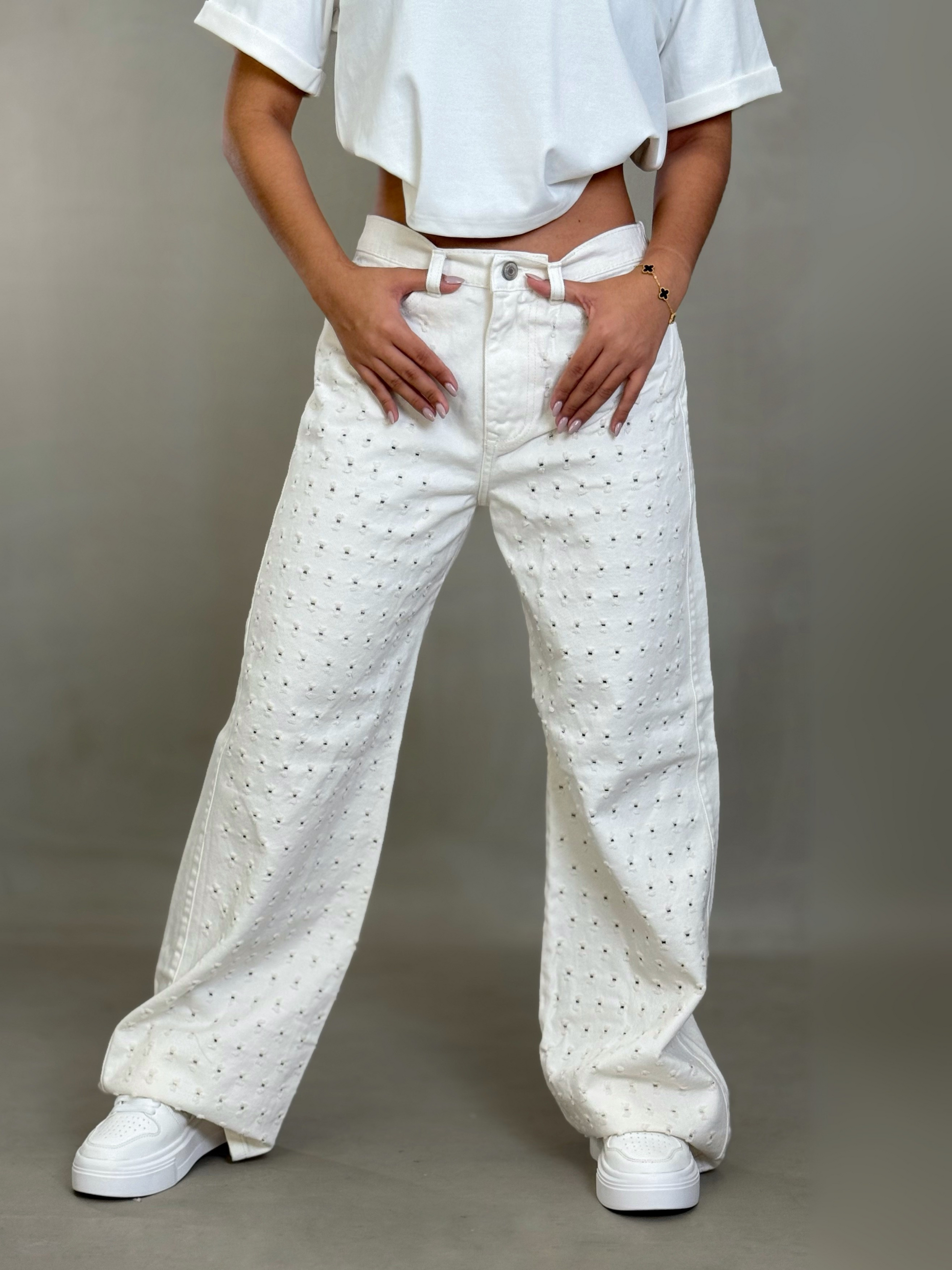 Jean Wide Leg Beige Blanco  – JBC19