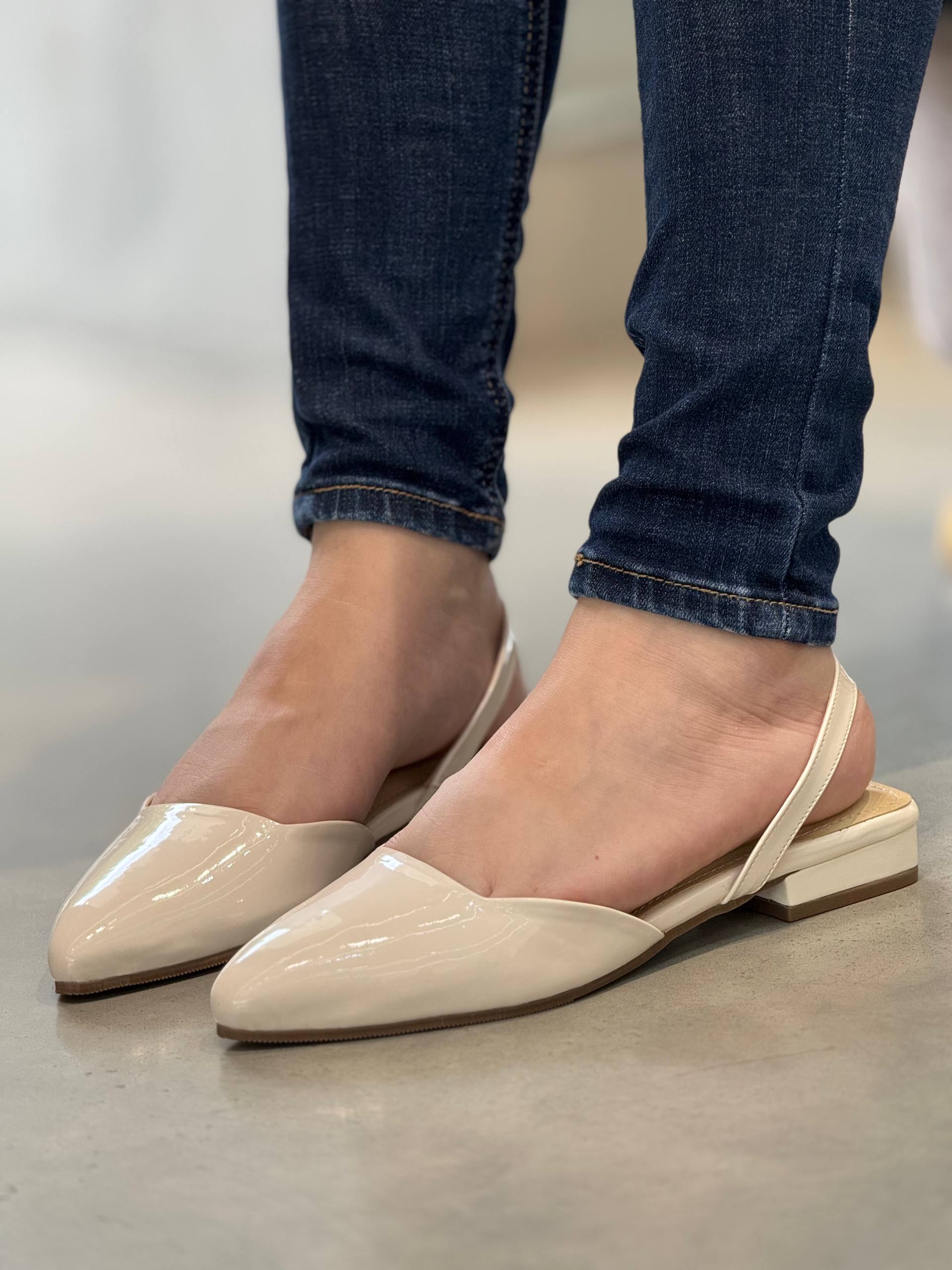 Baleta Blanco Charol Slingback VL17 para mujer | Maraldo