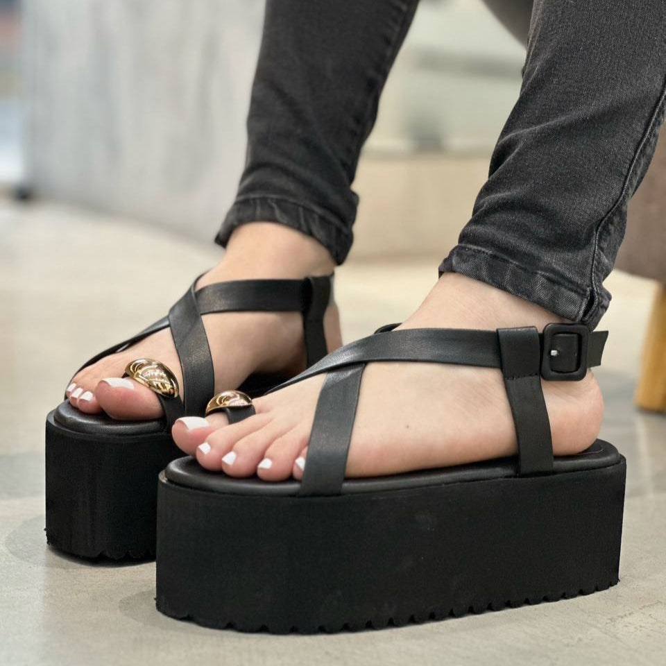 Sandalias Altas de moda MB74 negras 6cm | MARALDO