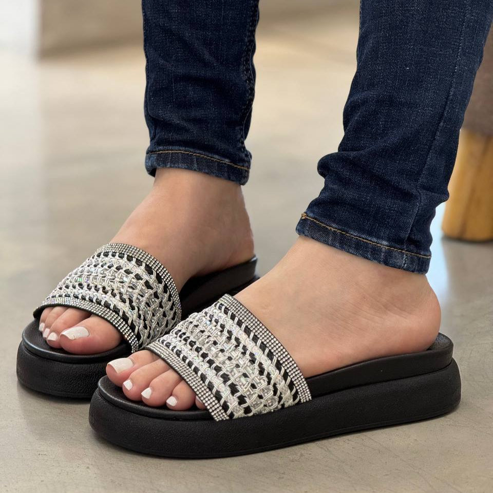 Sandalias plataforma con detalle tejido –MB78