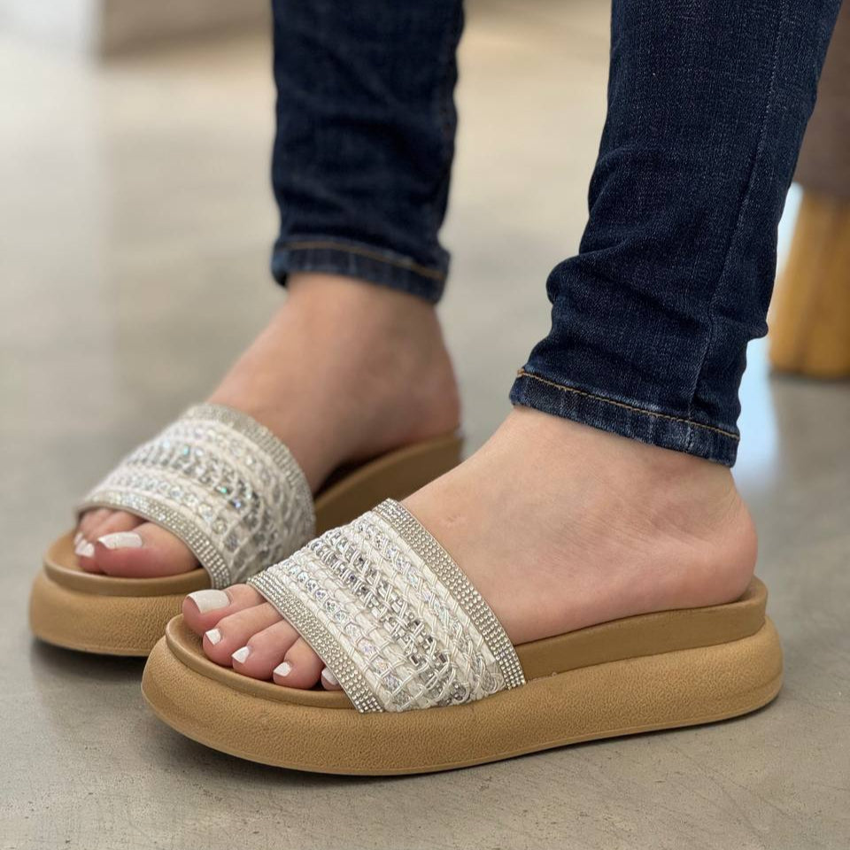 Sandalias plataforma con detalle tejido –MB78