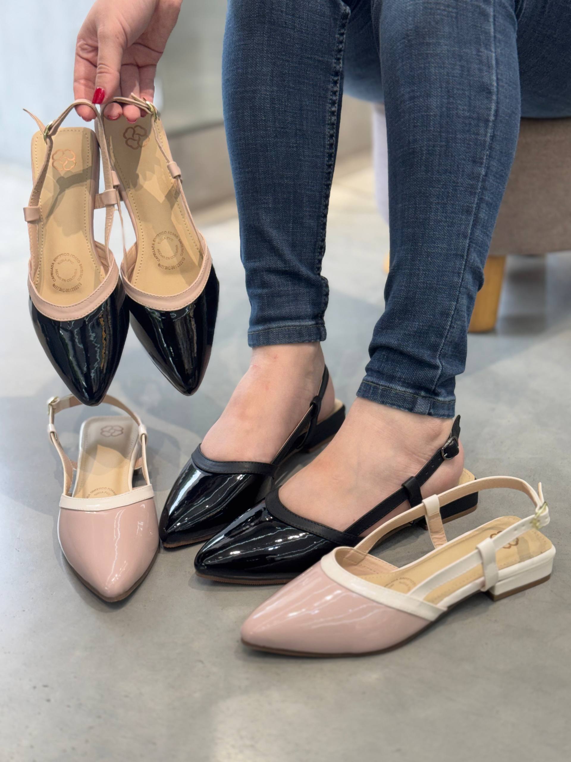 Baletas Slingback Total Black  - VL16