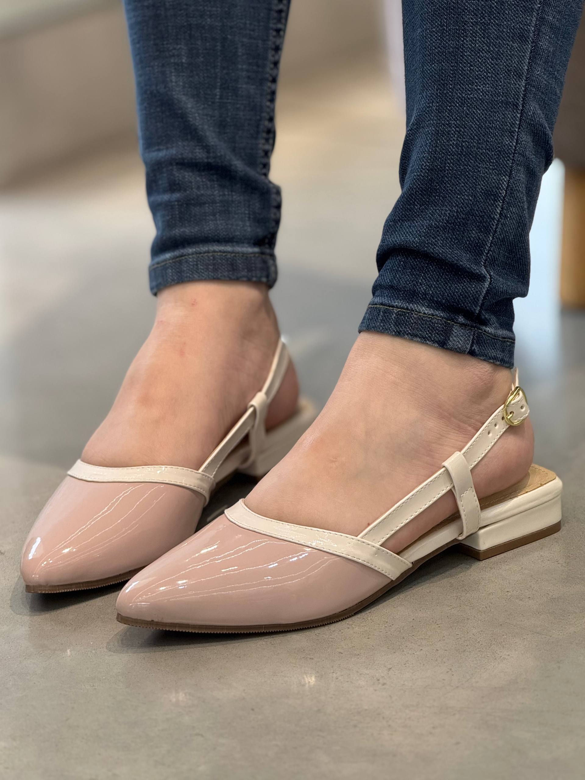 Baletas Slingback Nude & Blanco🤎  - VL16