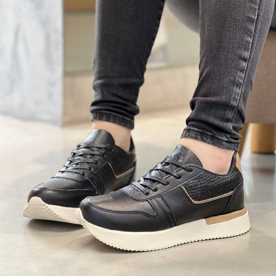 Tenis de Cuero para Mujer DCM015 Negros